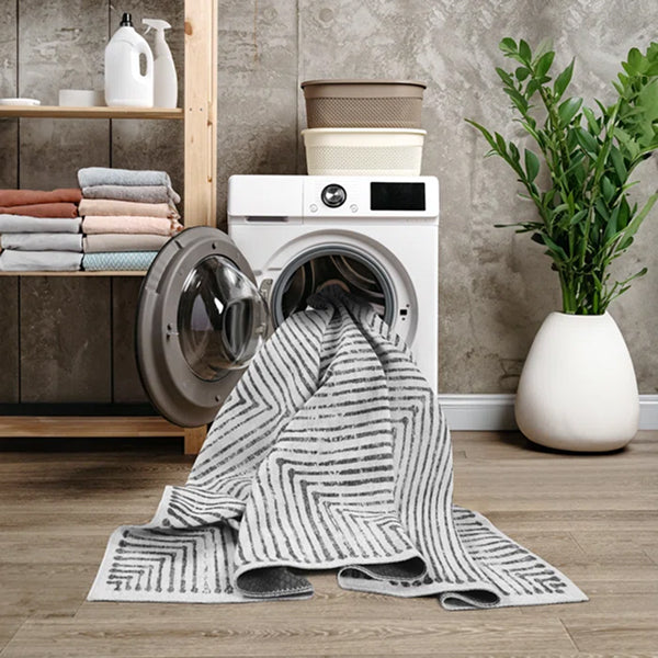 Ebern Designs Washable Non-Slip – Ivory / Black – Entryway, Hallway, Bathroom, and Kitchen