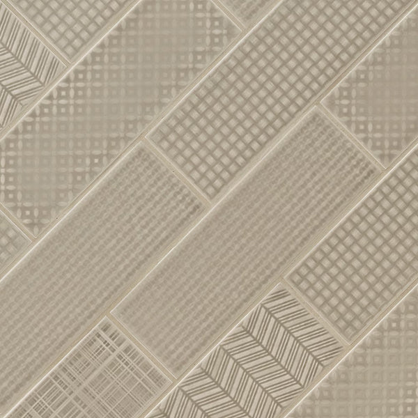 MSI Stone ULC Citylights Warm Concrete 3D Ceramic Tile 0.31 inch Thickness 4 inch Width 9.9 sq. ft. Coverage Glossy Finish Wall Tile