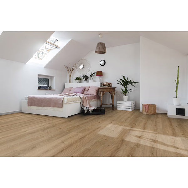 Revêtement de sol stratifié aspect bois TrafficMaster Jefferson Oak, beige et beige, 8 mm x 7,6 po l x 54,45 po L (20,11 pi²/boîte)