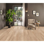 Charger l&#39;image dans la visionneuse de galerie, Revêtement de sol stratifié aspect bois, collection Home Decorators, chêne Jackson, 14 mm x 7,6 po l x 54,45 po L, beige moyen et beige clair (17,24 pi²/boîte)

