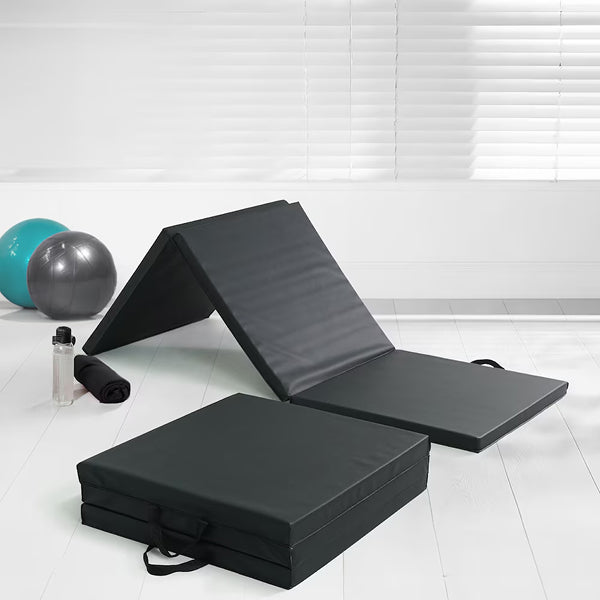 CAP Barbell All Purpose Folding Aerobic Fitness Gym & Gymnastics Mat 6 ft. x 2 ft. x 2 inch Thick Black Exercise Mat