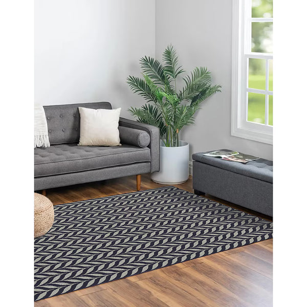 StyleWell Carleton 3 ft. x 6 ft. Polypropylene Loop Yarn Blue/Grey Doormat with Non-Slip Backing – Indoor Runner Mat