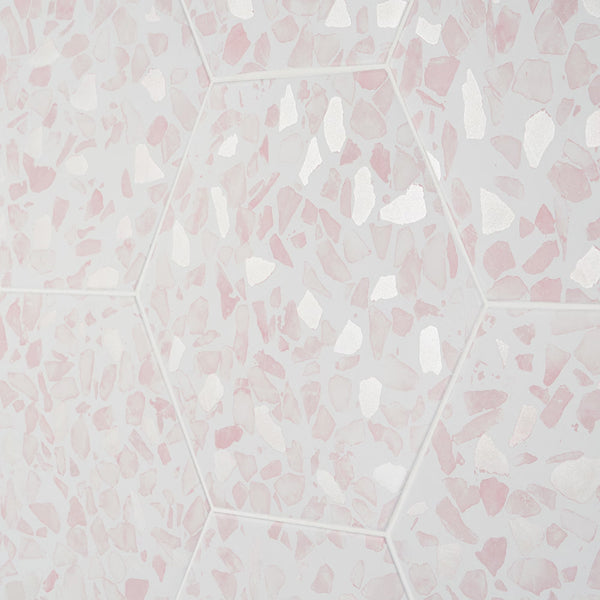 Ivy Hill Tile Fusion Hex Pink Terrazzo 9 inch x 10.5 inch Matte Porcelain Floor and Wall Tile 8.07 sq ft per Case Hexagon