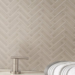 Load image into Gallery viewer, Chapel Frost Herringbone 12 in. x 12 in. Glossy Ceramic Mosaic Wall Tile