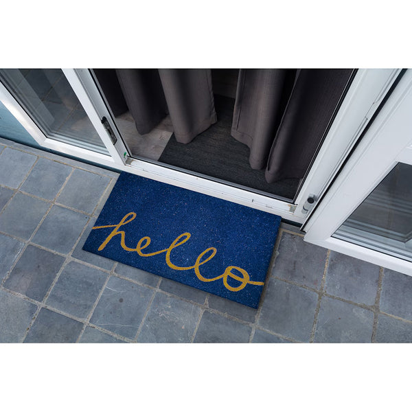 MSI Stone ULC Blue Hello 18 inch x 30 inch Coir Door Mat