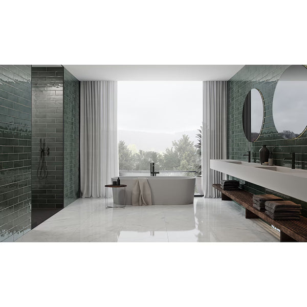 Anatolia Aura Moss Glossy Pressed Ceramic Wall Tile 0.34 inch Thick 2.95 inch W 10.66 sq ft/case