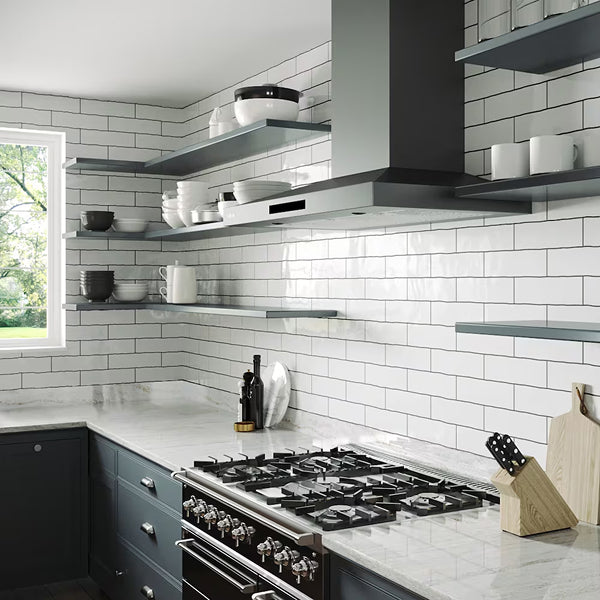 Merola Tile Chester Bianco Ceramic Wall Tile 0.38 inch Thick 3 inch Wide 5.72 sq ft/case Glossy Subway Finish