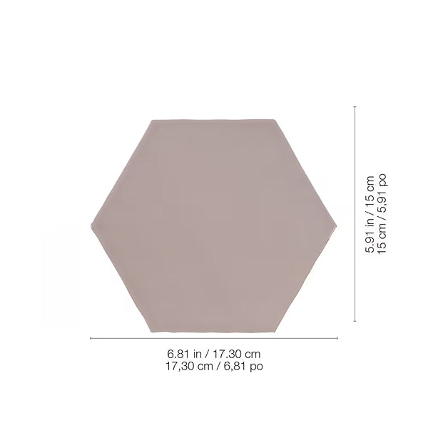Carrelage mural en céramique compressé Anatolia Teramoda Petal Hexagone Brillant 15,24 cm – 0,62 m²/caisse Rose pâle brillant