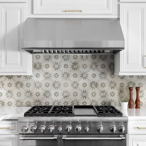 Merola Tile Kings Blume Encaustic Sage 17.63 inch x 17.63 inch Ceramic Floor and Wall Tile (10.95 sq. ft./case)