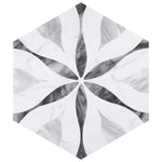 Load image into Gallery viewer, Merola Tile Classico Bardiglio Hex Flower Porcelain Tile 0.34 inch Thick x 7 inch Wide – 7.5 sq. ft. Coverage – Marble Look Hexagon Finish