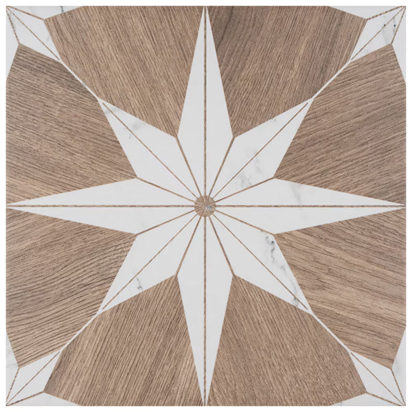 Merola Tile Llama Stella Loire Verso Noce Porcelain Tile 9.75 inch x 9.75 inch – 10.88 sq. ft. per Case Mixed Texture Wood Look Finish