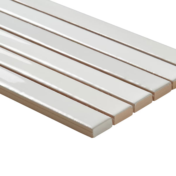 Ivy Hill Tile Vistaio Blanco White 5.27 in. x 17.71 in. Glossy Ceramic Mosaic Wall Tile – 0.64 Sq. Ft. per Tile, Polished Low Sheen Finish