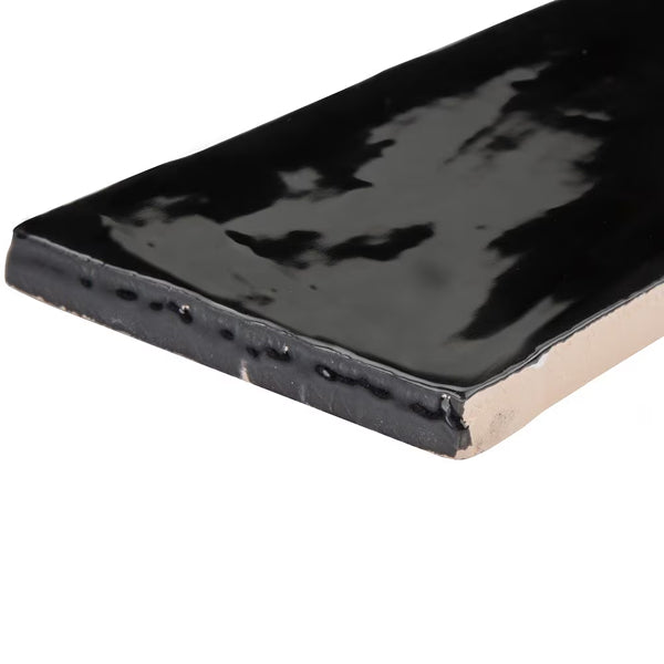 Merola Tile Chester Nero Ceramic Wall Tile 0.35 inch Thick 3 inch Wide 5.72 sq ft/case Glossy Subway Finish