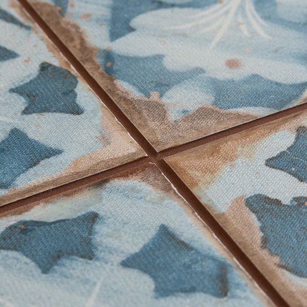 Merola Tile Artisan Azul Decor 13 inch x 13 inch Ceramic Floor and Wall Tile 12.2 sq. ft./case – Patterned Low Sheen Finish