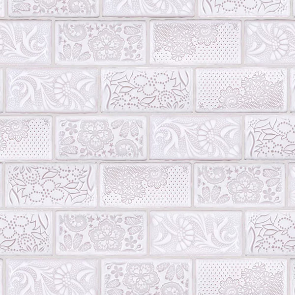 Merola Tile Antic Feelings Milk 3 inch x 6 inch Ceramic Wall Tile – 4 sq.ft./case Glossy Patterned Finish