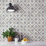 Load image into Gallery viewer, Merola Tile Harmonia Kings Marrakech Blue Ceramic Floor and Wall Tile 13 inch Width 13 inch Length 12.19 sq ft/case Patterned Matte Finish