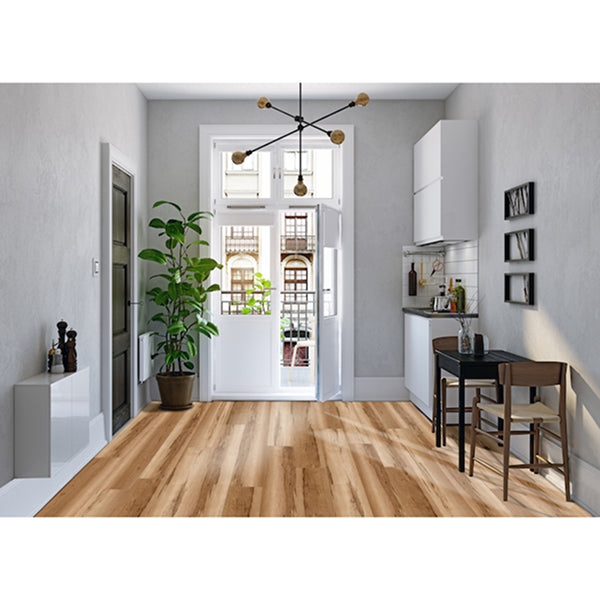 Multiclic Vinyl Flooring Interlocking Planks 6.5 mm Thick x 7.1 inch Wide x 18.91 sq ft per Carton Low Gloss Finish – Country Maple