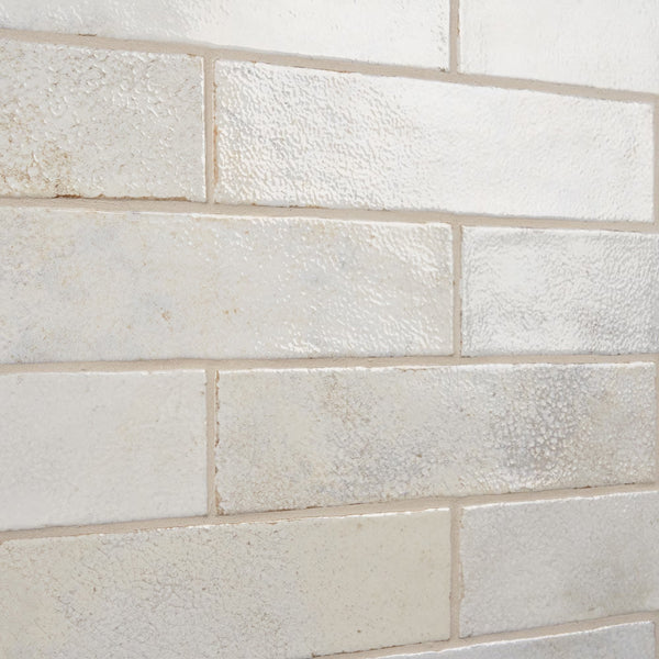 Ivy Hill Tile Mandalay White 2.95 inch x 11.81 inch Polished Ceramic Wall Tile 0.34 inch Thick 5.38 sq ft/case Textured Polished Finish