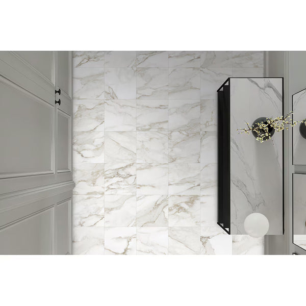 Anatolia Calacatta Crescente Matte Ceramic Floor and Wall Tile 12 inch x 12 inch 0.31 inch Thick 13.56 sq ft/case