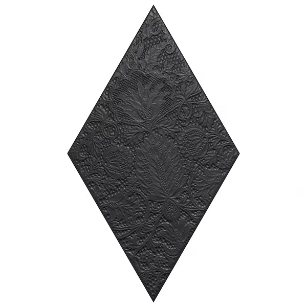 Merola Tile Rhombus Black 5-1/2-inch x 9-1/2-inch Semi-Gloss Porcelain Floor and Wall Tile (11.68 sq. ft. / case)