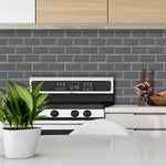 Charger l'image dans la visionneuse de galerie, Mureno Dimensions Peel And Stick Backsplash Tile 10x12.6 Grey Subway Rigid Vinyl 4-Pack (TAC: 3.48 sq.ft.)