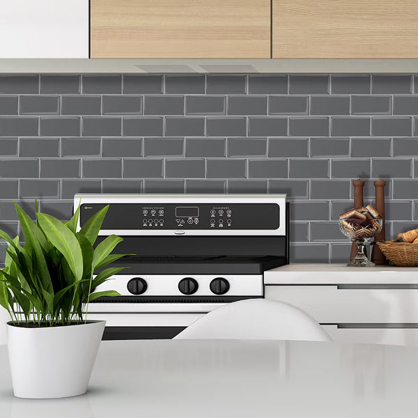 Mureno Dimensions Peel And Stick Backsplash Tile 10x12.6 Grey Subway Rigid Vinyl 4-Pack (TAC: 3.48 sq.ft.)