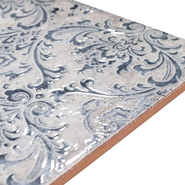 Merola Tile Milano Decor Daman Azul 7-7/8 inch x 7-7/8 inch Ceramic Wall Tile – 11.29 sq. ft. per Case, Mixed Textured Finish
