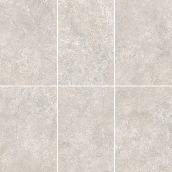 Modamo Travertine Cross Cut 24 inch x 48 inch Matte Glazed Porcelain Floor and Wall Tile 15.49 sq ft per Case Stone Look