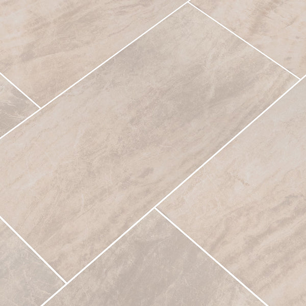 MSI Stone ULC Marken Cream Porcelain Tile 0.37 inch Thickness 24 inch Width 16 sq. ft. Coverage Polished Finish Marble Look