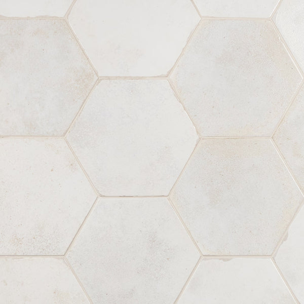 Ivy Hill Tile Mandalay Hex White Porcelain Tile – 0.35 inch Thick, 9.13 inch x 10.51 inch, 8.07 sq.ft/Case – Polished Hexagon Finish