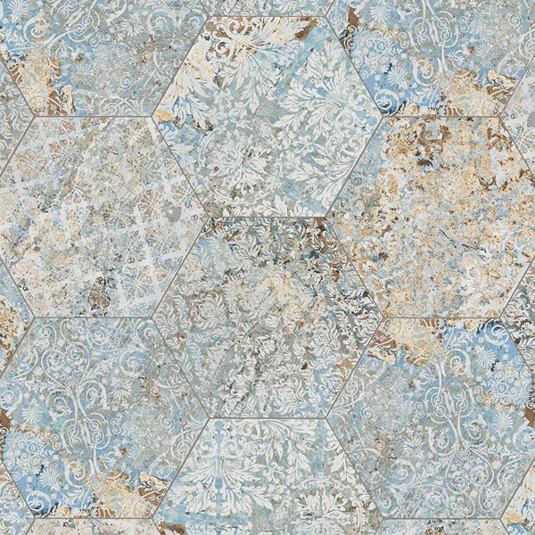 Merola Carpet Hex Tapestry Natural Porcelain Tile 9.88 inch x 11.25 inch 10.03 sq. ft./case Matte Textured Hexagon Vintage Finish