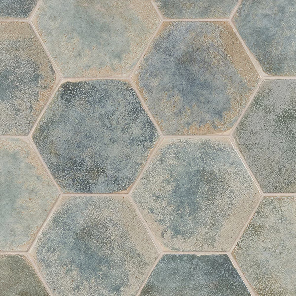 Ivy Hill Tile Mandalay Hex Green Porcelain Tile – 0.35 inch Thick, 9.13 inch x 10.51 inch, 8.07 sq.ft/Case – Polished Hexagon Finish