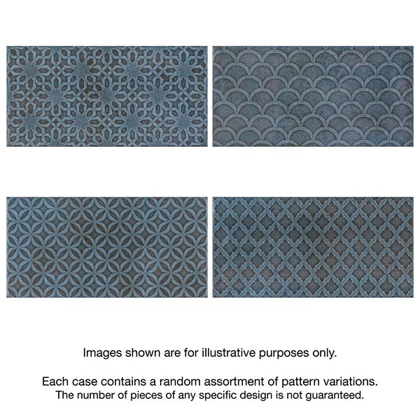 Merola Tile Camden Decor Azurro 4 inch x 8 inch Ceramic Wall Tile 0.29 inch Thick 11.5 sq ft/case Glossy Undulated Finish