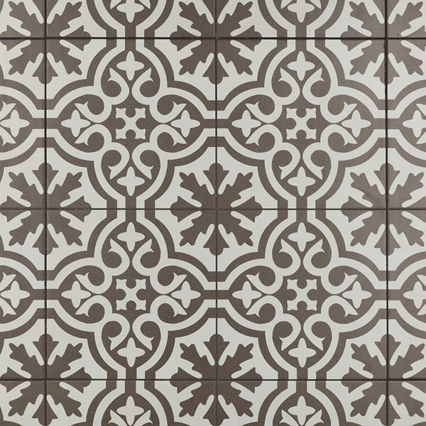 Merola Tile Berkeley Charcoal Brown Ceramic Floor and Wall Tile 17.63 inch Width 17.63 inch Length 13.14 sq ft/case Patterned Matte Finish