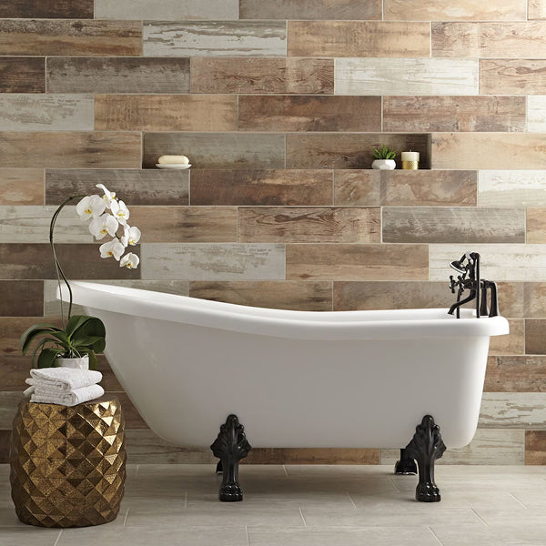 Marazzi Montagna Wood Vintage Chic Porcelain Tile – 0.31 inch Thick, 6 inch x 24 inch, 14.53 sq.ft/Case – Glazed Matte Wood Look Finish