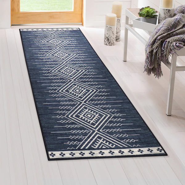 Multy Home 2-ft. x 5-ft. Wikki Tribal Printed Decorative Mat, Navy