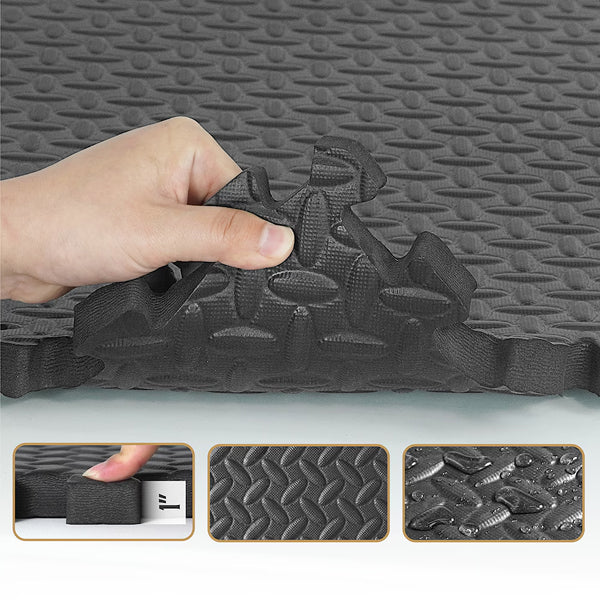 CAP Barbell 24 inch x 24 inch x 1 inch Thick Double-Sided Diamond Pattern Puzzle Tiles – 6 Piece EVA Foam Gym Flooring Set Covering 24 sq. ft.