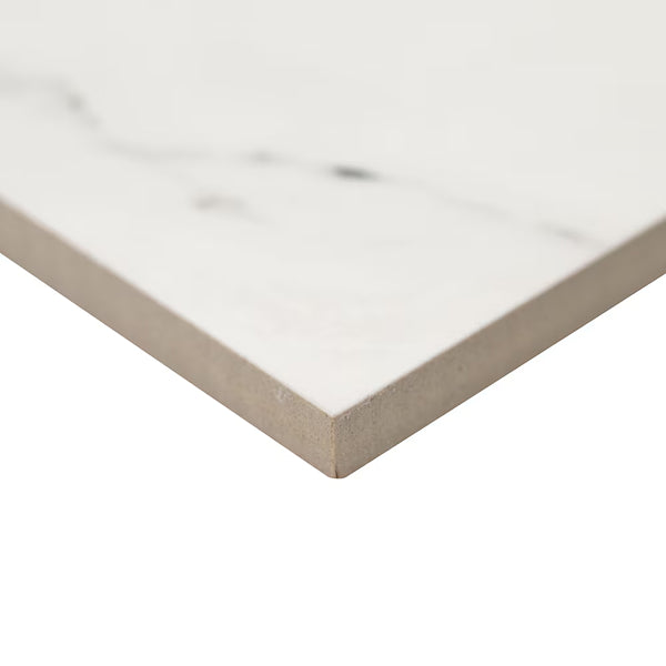 MSI Stone ULC Calcatta Bianco White 24 inch x 24 inch Polished Porcelain Floor and Wall Tile 16 sq ft per Case Marble Look