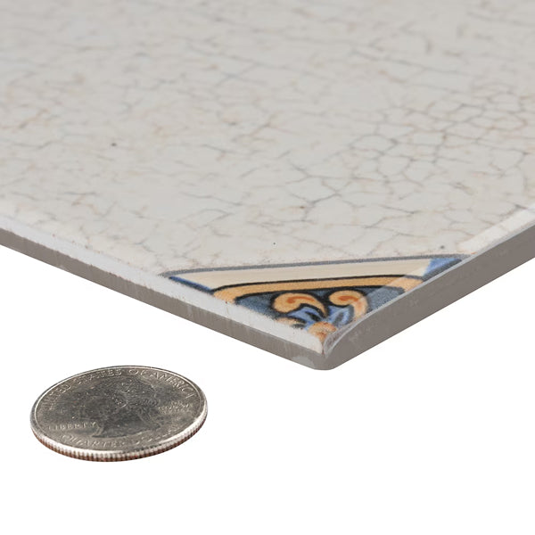 Merola Tile Manises Decor Blanco 13-1/8 inch x 13-1/8 inch Porcelain Floor and Wall Tile – 10.98 sq. ft. per Case, Glazed Marble Look Patterned Tile