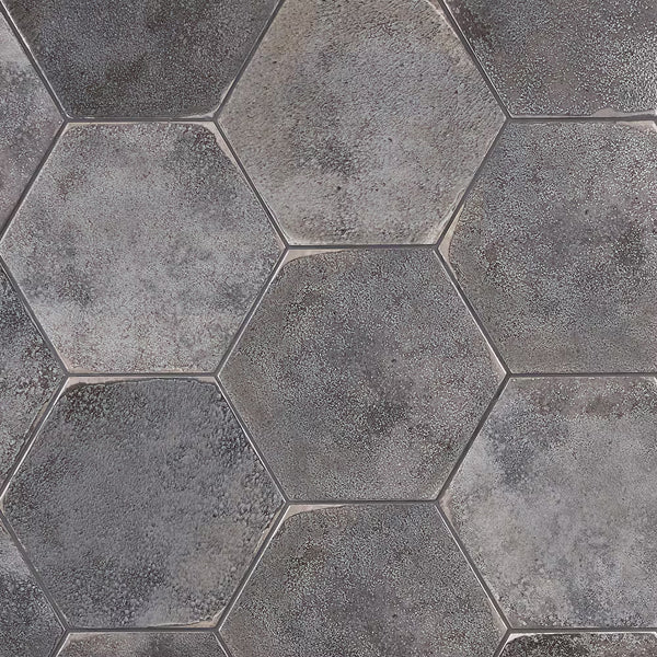 Ivy Hill Tile Mandalay Hex Antracite Porcelain Tile – 0.35 inch Thick, 9.13 inch x 10.51 inch, 8.07 sq.ft/Case – Polished Hexagon Finish