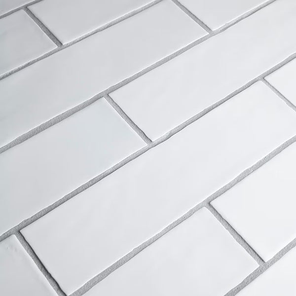 Merola Tile Chester Matte Bianco Ceramic Wall Tile 0.38 inch Thick 3 inch Wide 5.72 sq ft/case Satin Subway Finish