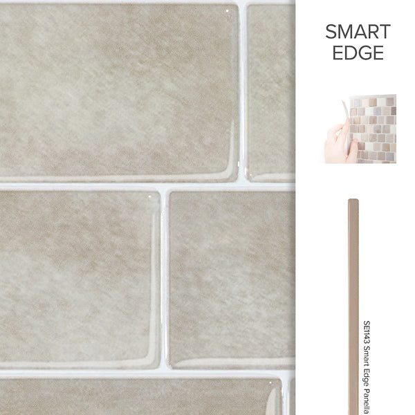 Smart Tiles Peel and Stick Backsplash Metro Cologne Tiles, Ceramic Look, 11.56in x 8.38in, Beige, 4-Pack