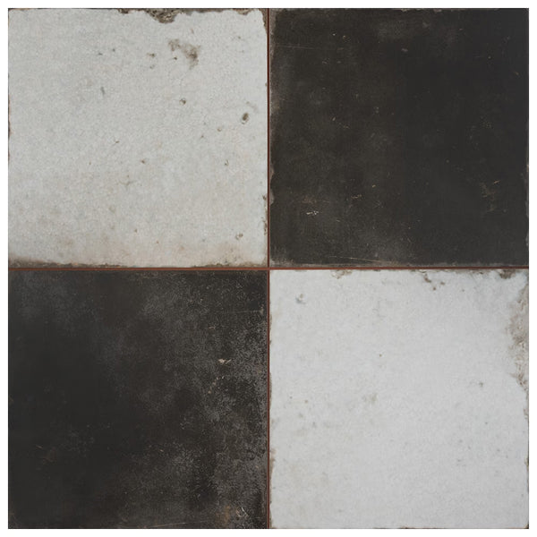 Merola Tile Kings Damero 17.63 inch x 17.63 inch Ceramic Floor and Wall Tile 0.37 inch Thick 10.95 sq ft/case Matte Encaustic Look