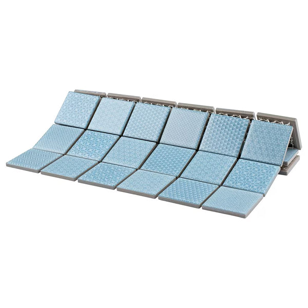 Merola Tile Celadon Aqua 11.63 inch x 11.63 inch Glossy Porcelain Mosaic Tile Sample
