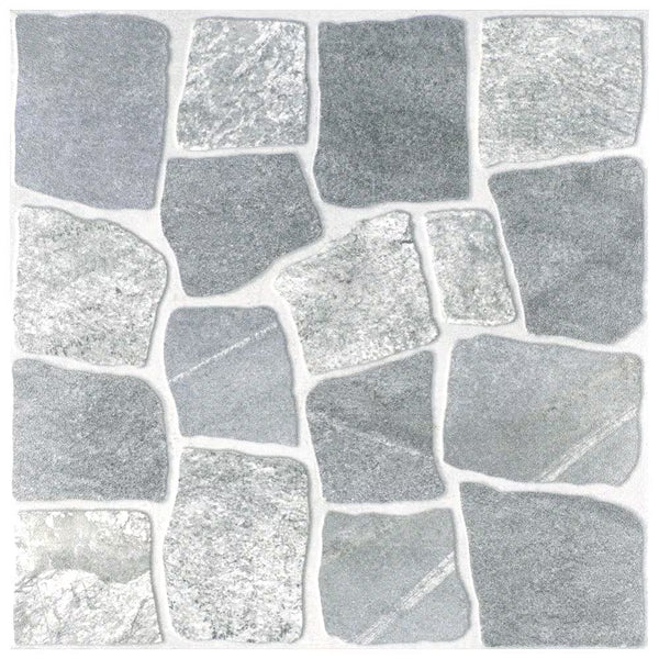 Merola Tile Laja Gris 17.75 inch x 17.75 inch Ceramic Floor and Wall Tile 24.42 sq. ft./case – Stone Look Textured High Sheen Finish
