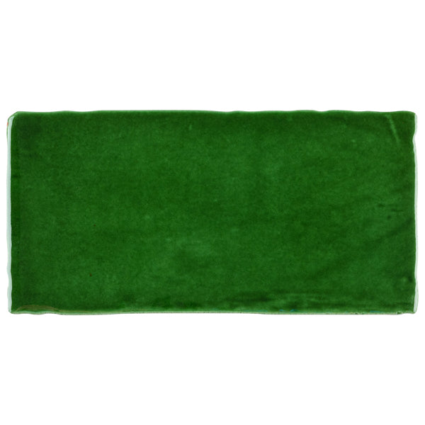 Merola Tile Viva Antic Verde Ceramic Wall Tile 3 inch Width 6 inch Length 4.16 sq ft/case Glossy Subway Crackle Finish