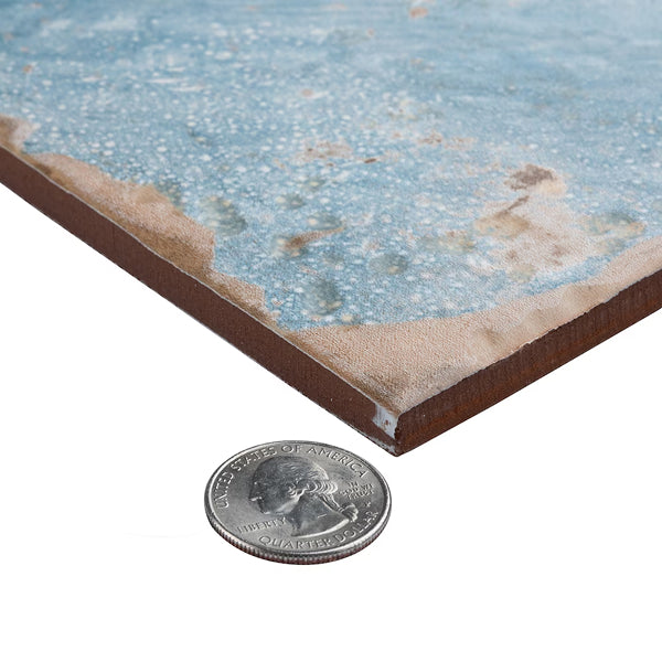 Merola Tile Artisan Damero Azul 13 inch x 13 inch Ceramic Floor and Wall Tile – 12.2 sq ft per Case, Vintage Spanish Style Stone Look Matte Finish