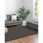 Load image into Gallery viewer, StyleWell Acton 3 ft x 6 ft Polypropylene Loop Yarn with Non-Slip Backing Black Doormat
