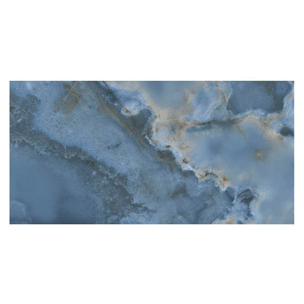 Ivy Hill Tile Jume Onyx Blue Porcelain Tile – 0.39 inch Thick, 24 inch x 48 inch, 15.49 sq.ft/Case – Polished Onyx Look Finish