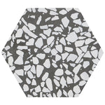 Load image into Gallery viewer, Ivy Hill Tile Fusion Hex Black Terrazzo 9 inch x 10.5 inch Matte Porcelain Floor and Wall Tile 8.07 sq ft per Case Hexagon